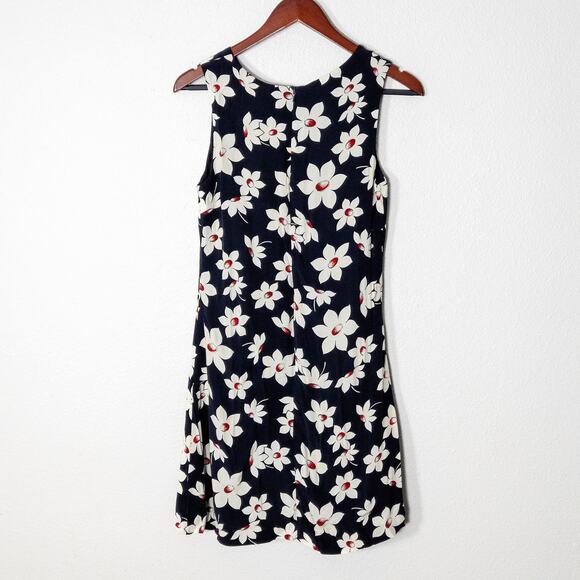 Express Women’s Dress Y2K Vintage Garden Party Coquette Floral Rayon Navy Sz XS - Picture 2 of 9